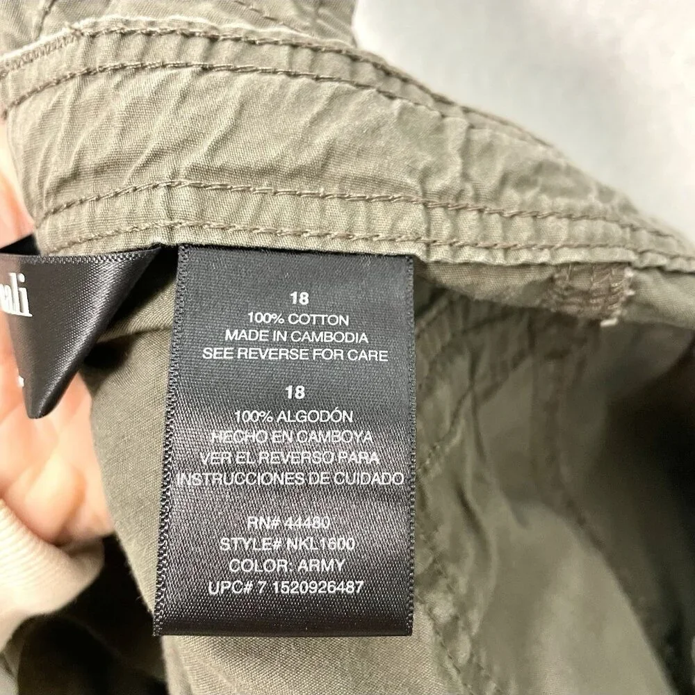 NORMA KAMALI Cropped Cargo Pants Pockets Utility Y2K Army Green size 18 - Picture 9 of 9